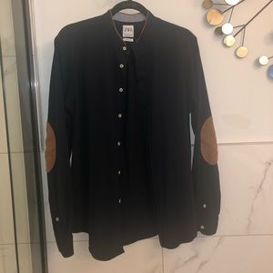 Zara men’s elbow patch dress shirt large